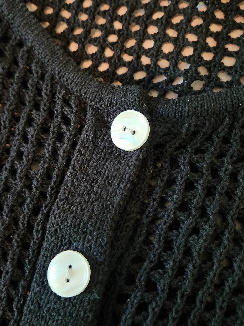 a new day Black Open-Knit Button Front Cardigan